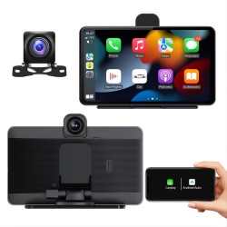Wireless Carplay For IOS Android Auto Portable 7" Capacitive HD Touch Screen DVR Front Backup Dash Camera RecorderMulti-Functional With Social Media