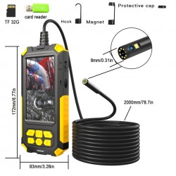 Three Lens Borescope, Endoscope Sewer Inspection Camera With 4.5'' IPS Screen,Waterproof Snake Cable,10 LED Lights Scope Camera For Car And Pipeline