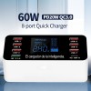 60W 8 Ports USB Fast Charging 3.0 QC Fast Charging Station And PD20W Fast Charging  Charger Compatible With All Smartphones And IPhone/ipad/Samsung/Android/Camera/MP3/MP4/Other USB Devices, Black And White.