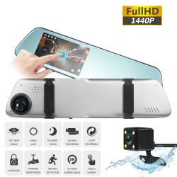 24H Car Video Recorder, Touch Screen 4.5In Dash Cam 1440P HD Car Mirror Recorder DVR Dash Camera Night Vision Rear View Recording